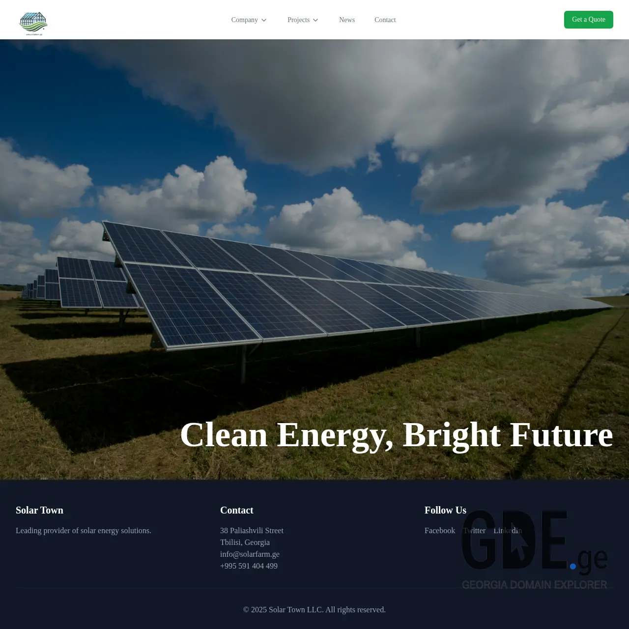 Screenshot of the site solarfarm.ge at 2025-12-13