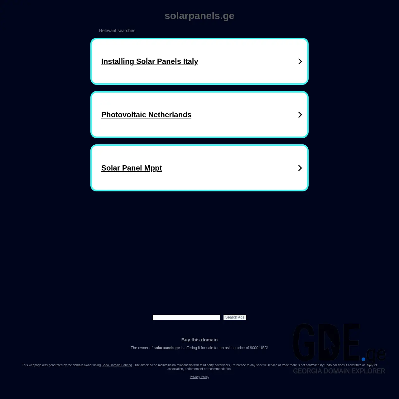 Screenshot of the site solarpanels.ge at 2025-12-12