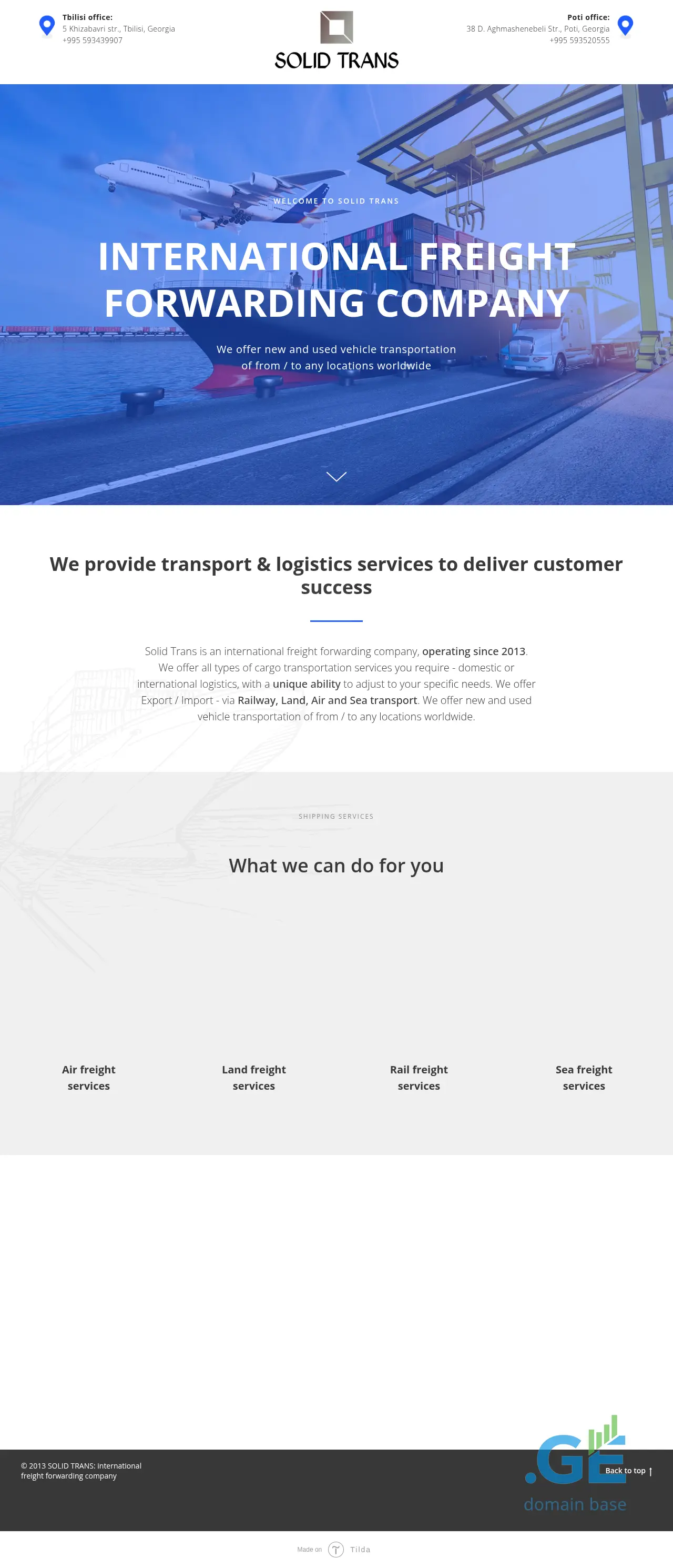 Screenshot of the site solidtrans.ge