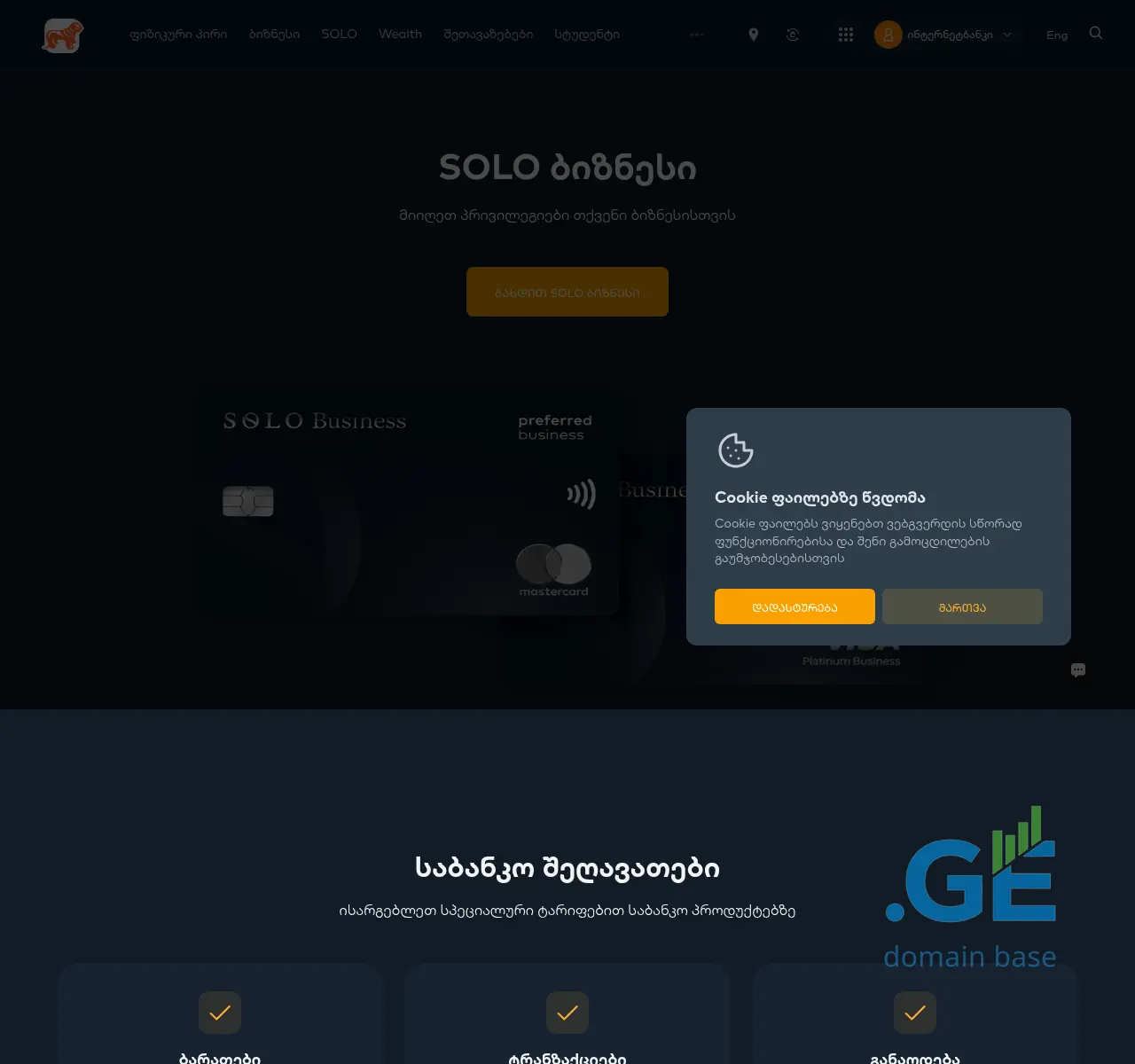 Screenshot of the site solobusines.ge at 2025-11-18