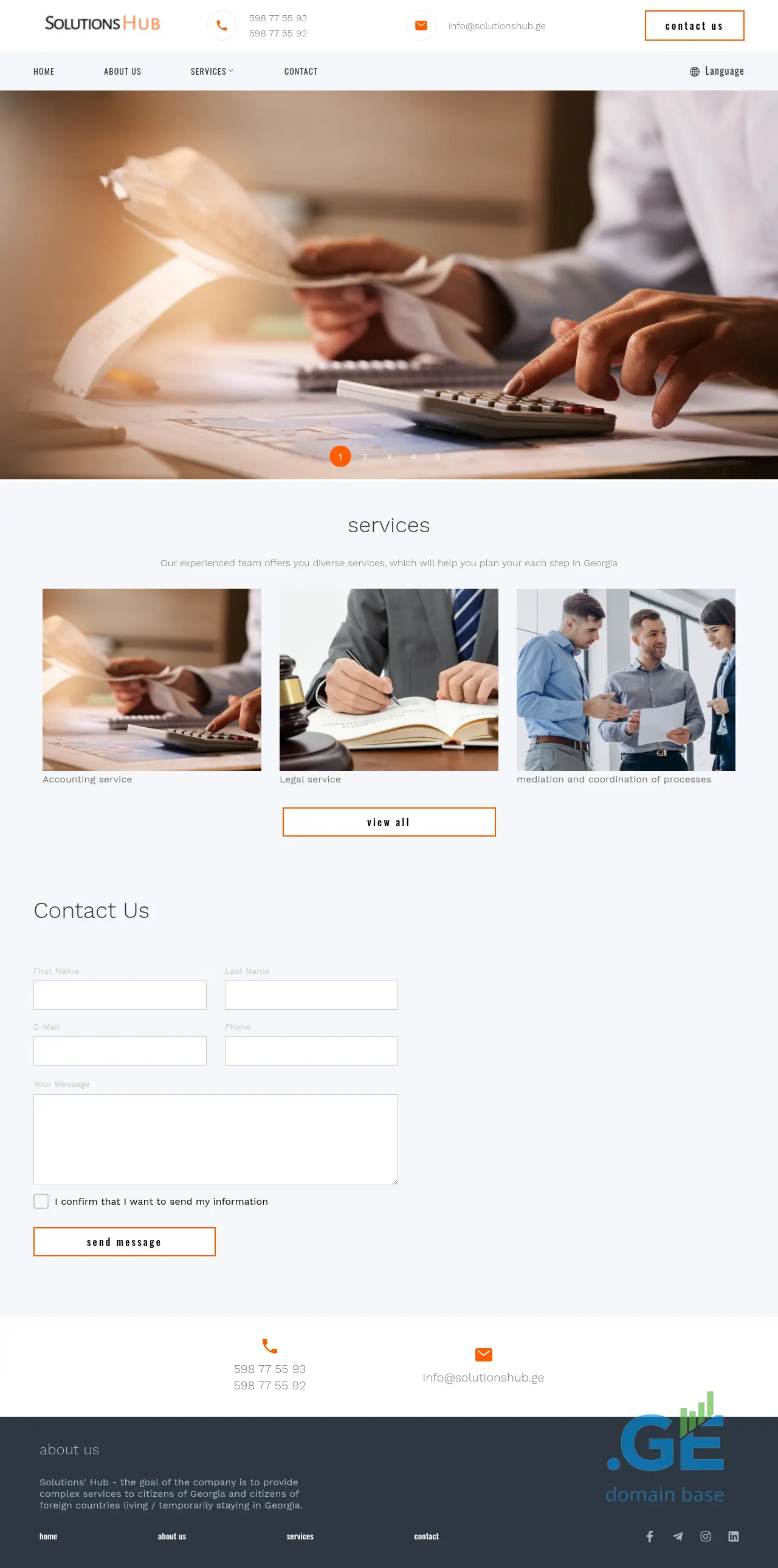 Screenshot of the site solutionshub.ge