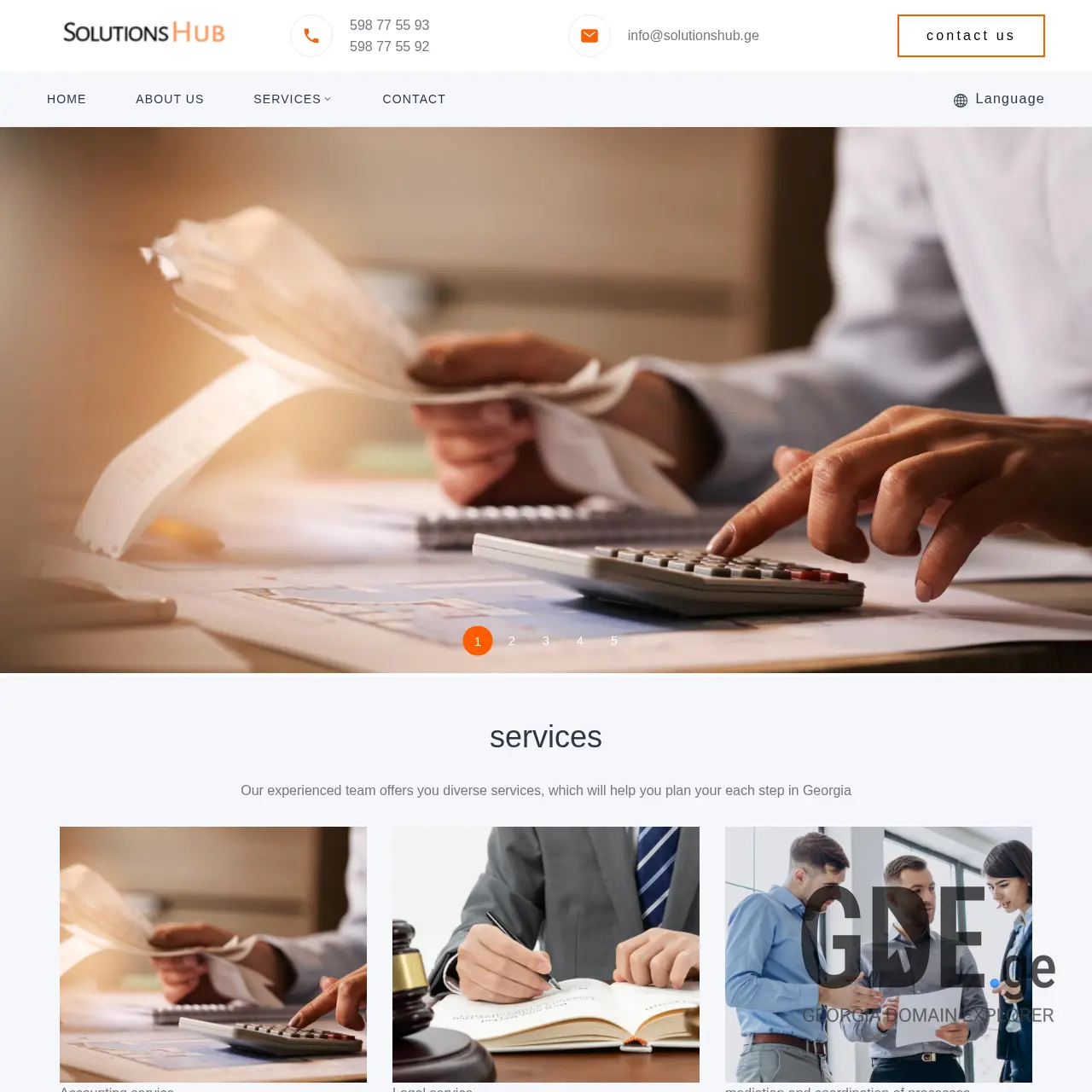 Screenshot of the site solutionshub.ge at 2025-12-12
