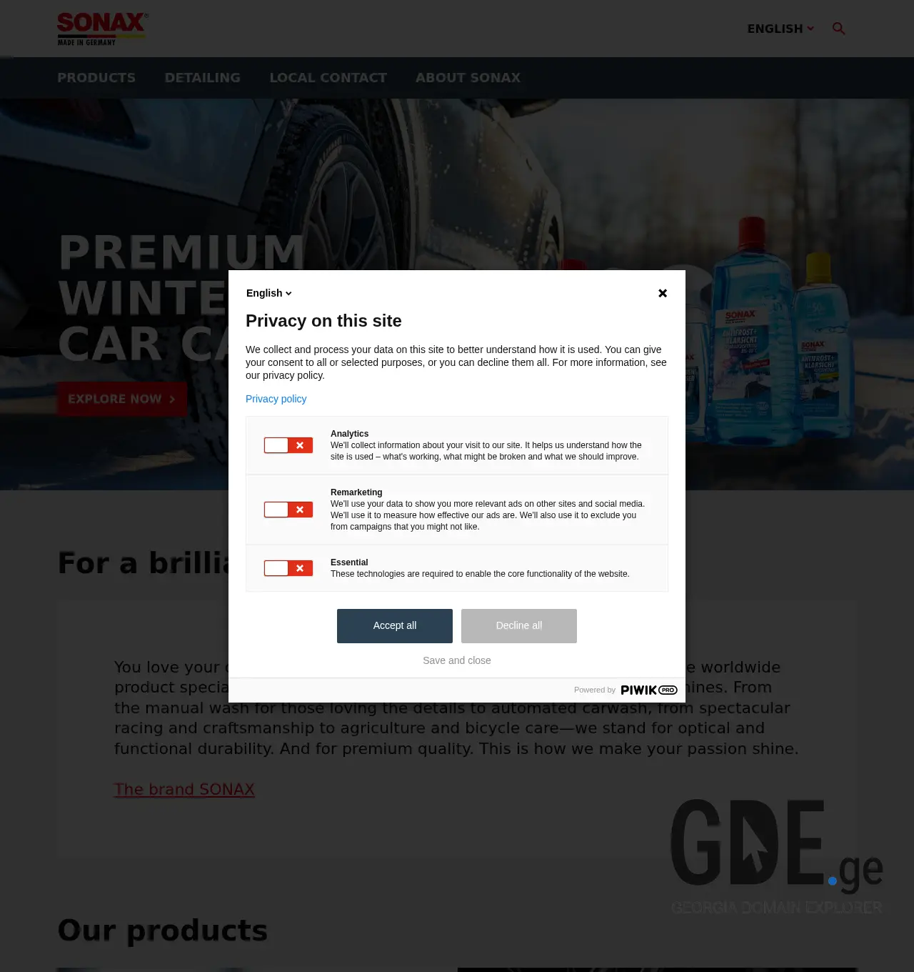 Screenshot of the site sonax.com.ge at 2025-11-29