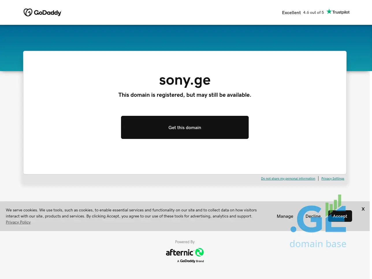 Screenshot of the site sony.ge