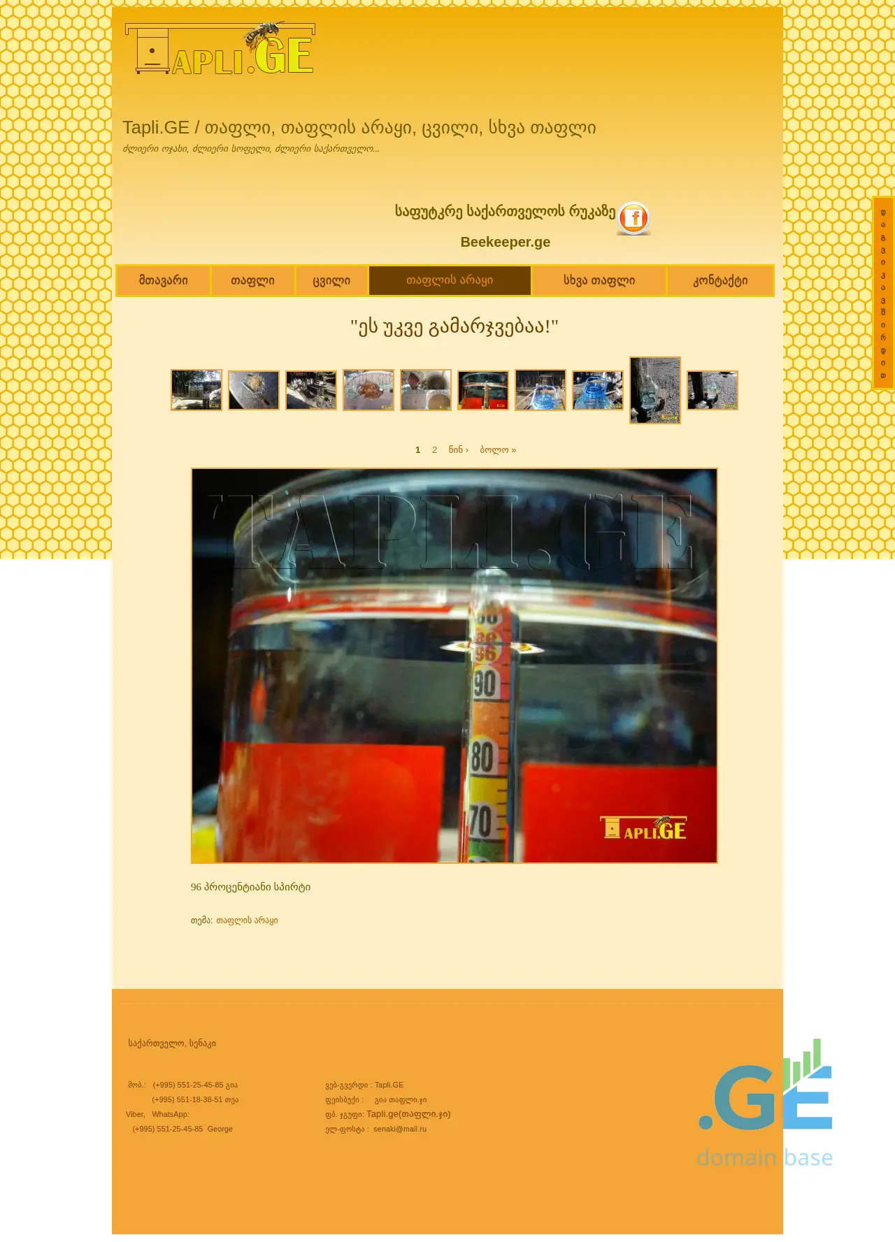 Screenshot of the site spirti.ge