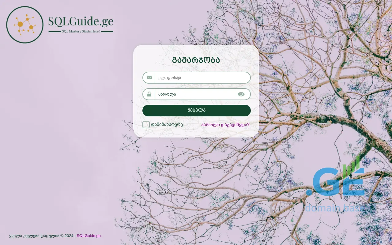 Screenshot of the site sqlguide.ge