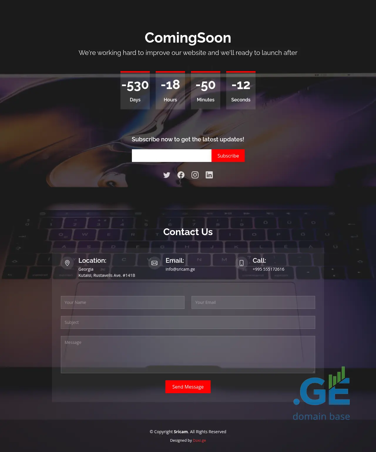 Screenshot of the site sricam.ge