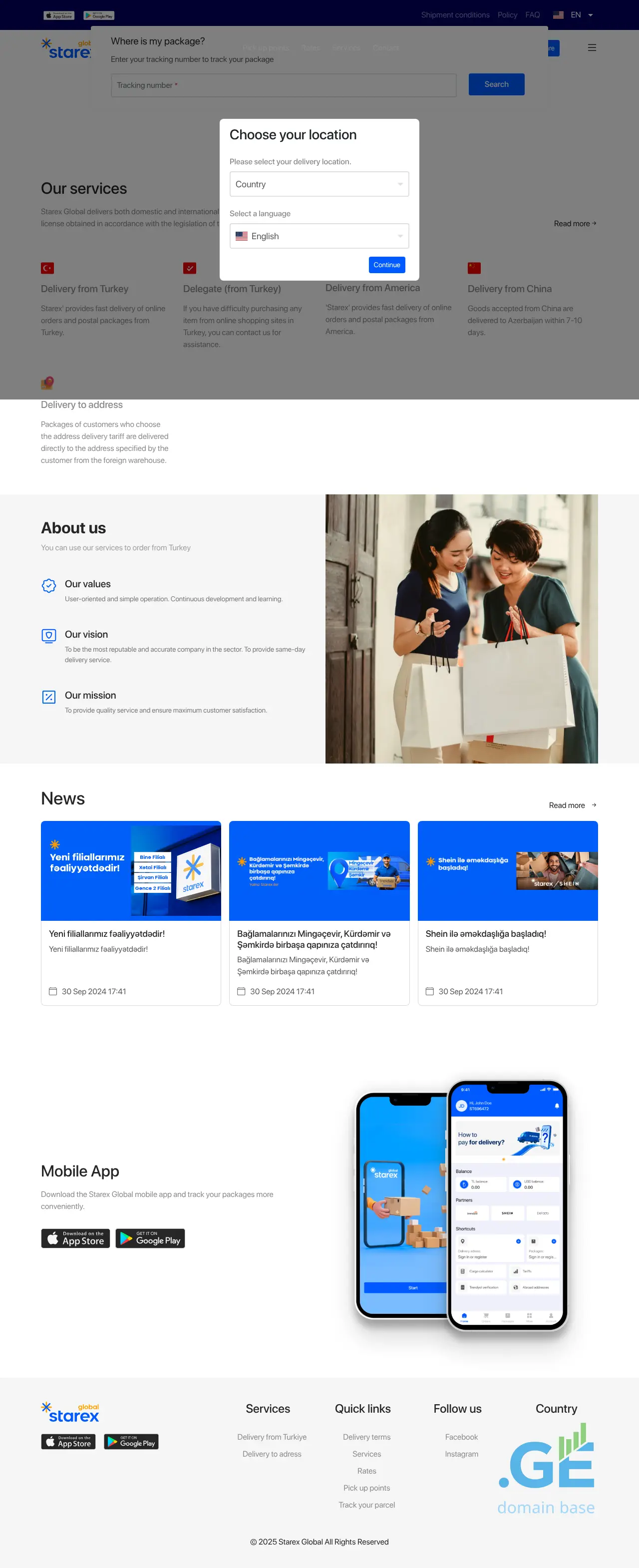 Screenshot of the site starexglobal.ge