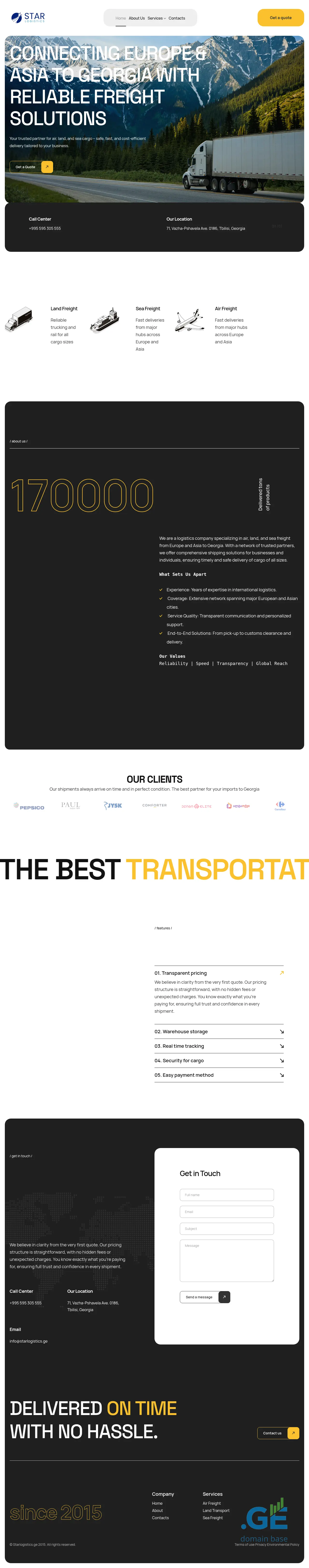 Screenshot of the site starlogistics.ge