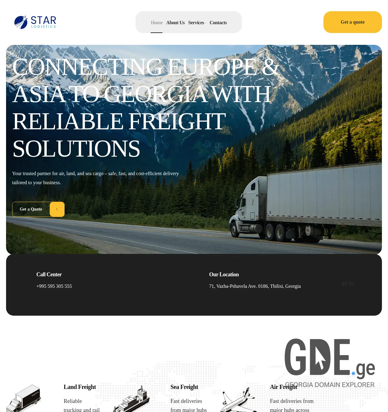 Screenshot of the site starlogistics.ge at 2025-12-03