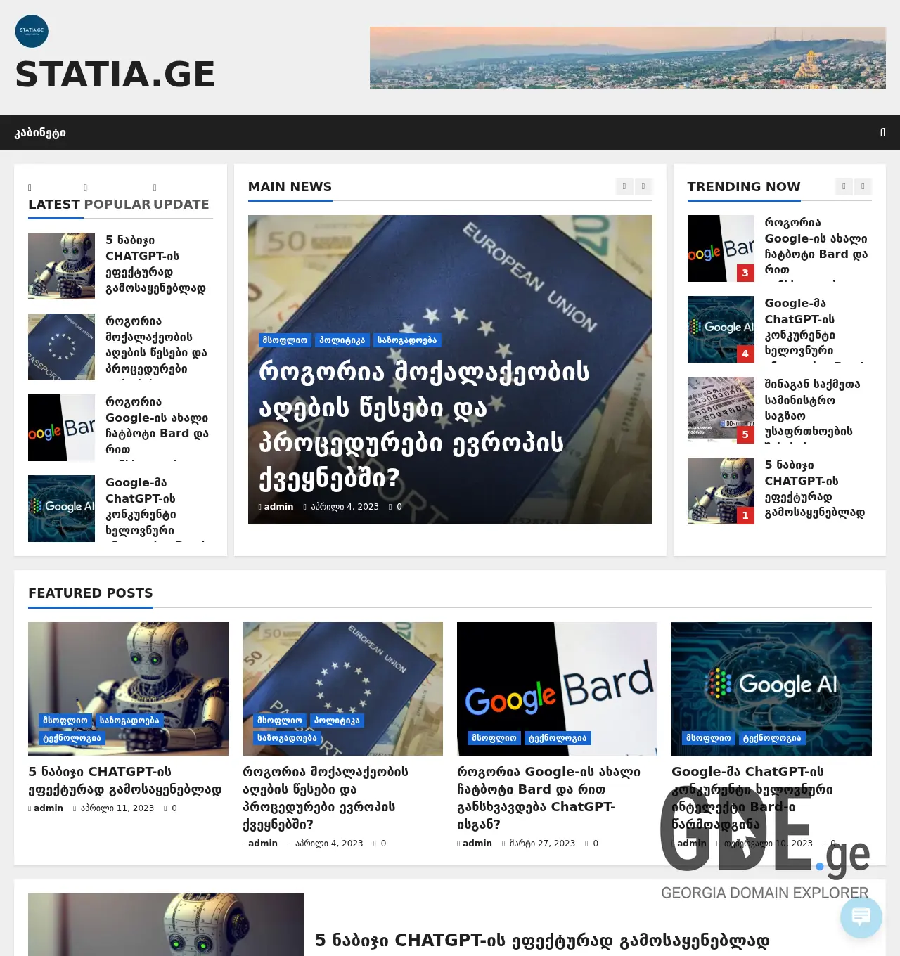 Screenshot of the site statia.ge at 2025-11-29