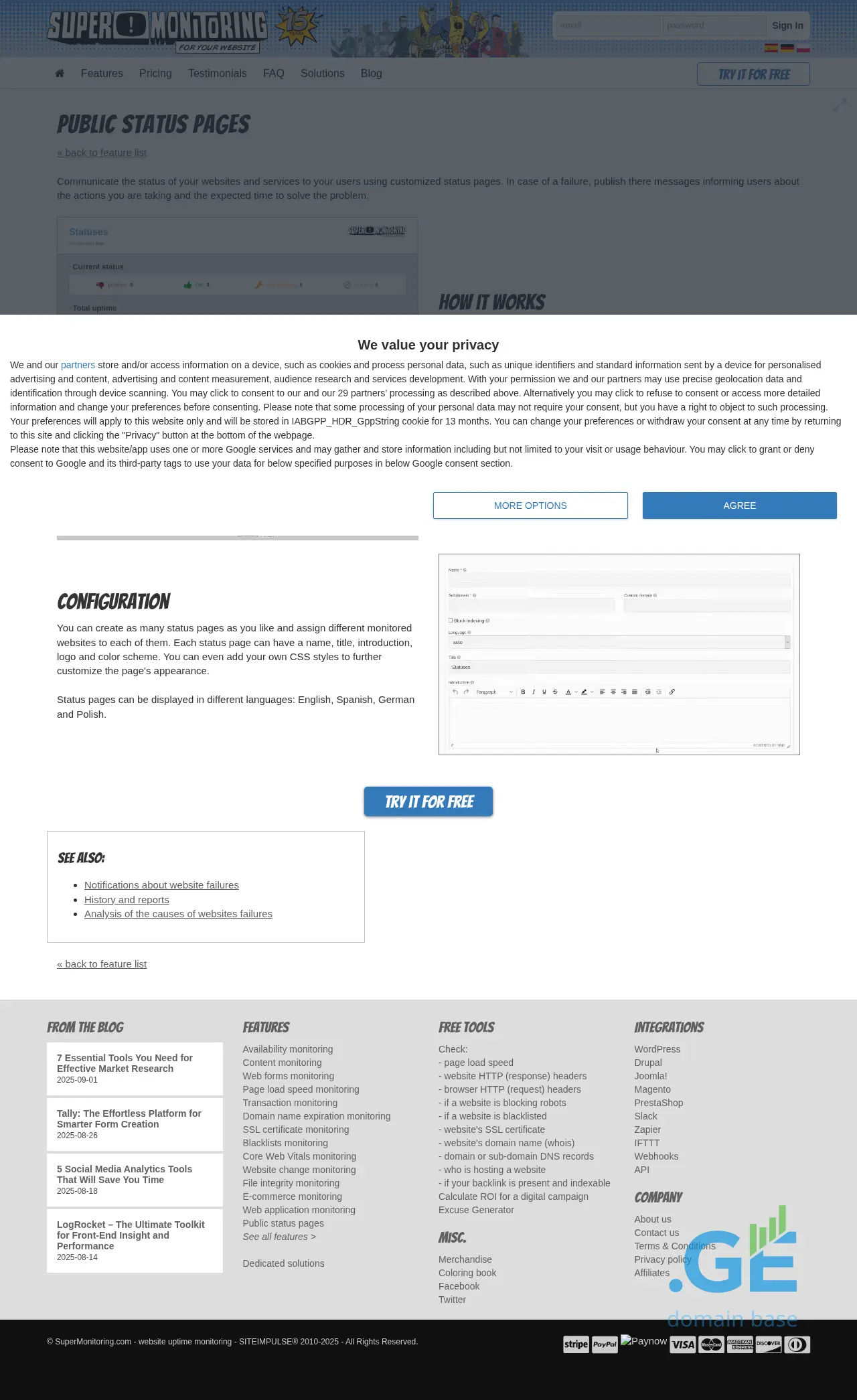 Screenshot of the site statuspa.ge