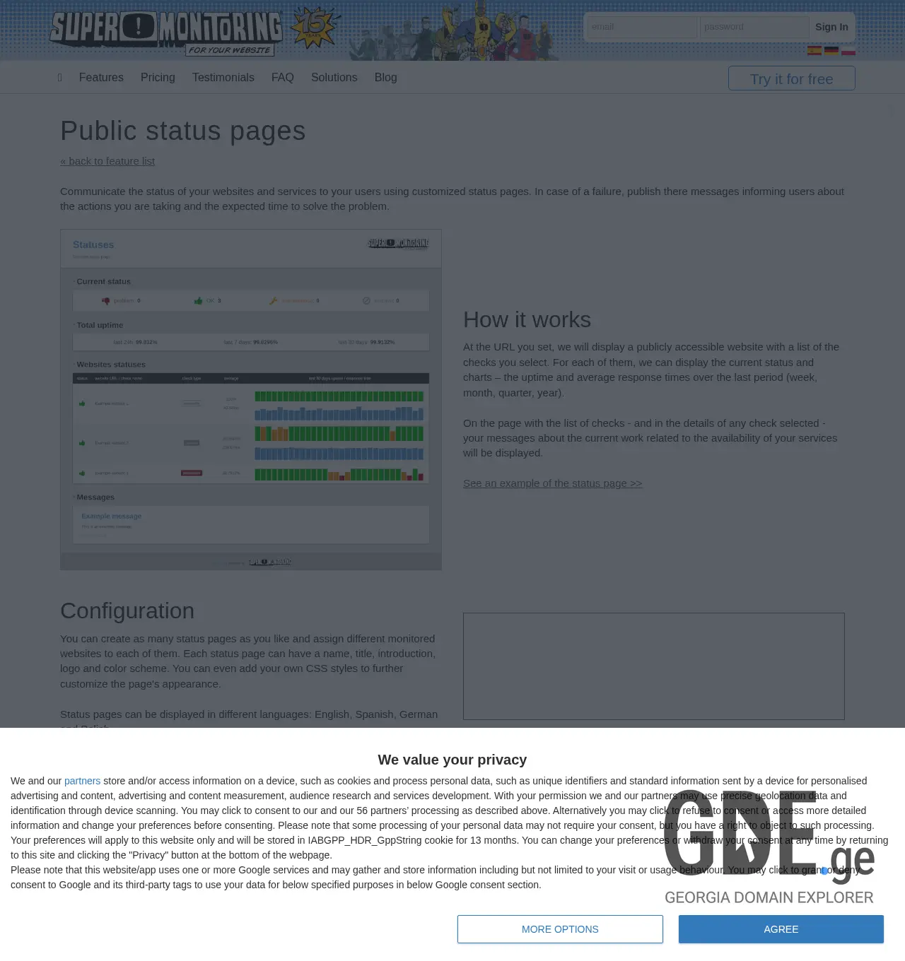 Screenshot of the site statuspa.ge at 2025-12-03