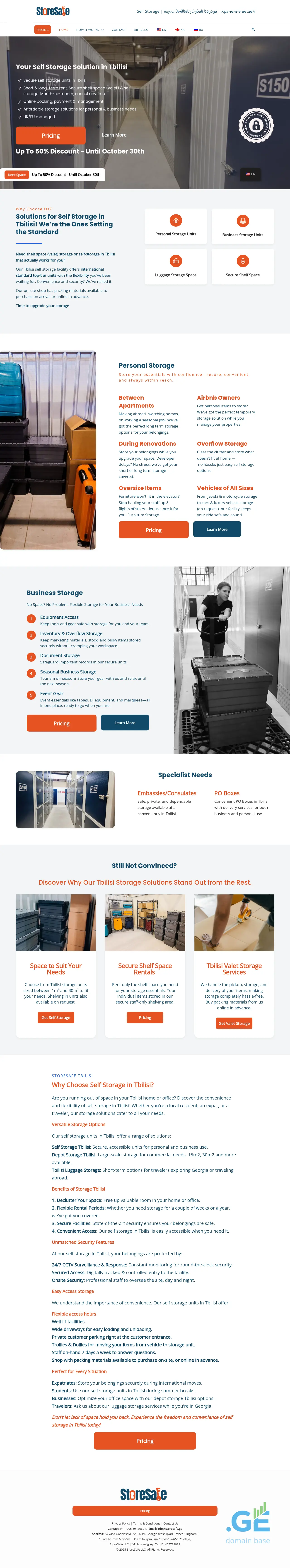 Screenshot of the site storesafe.ge