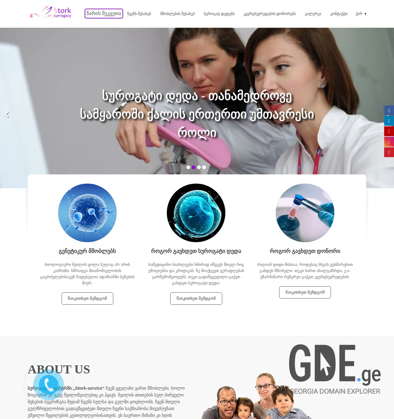 Screenshot of the site stork-service.ge at 2025-12-01