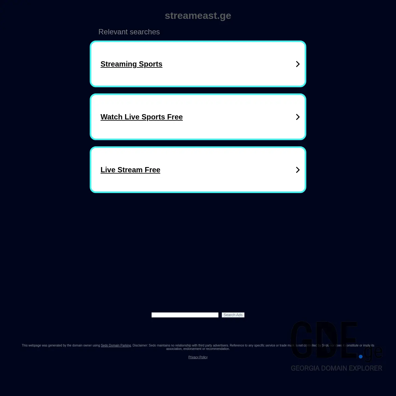 Screenshot of the site streameast.ge at 2025-12-13