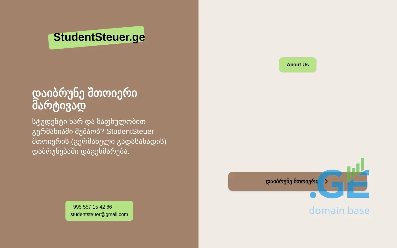 Screenshot of the site studentsteuer.ge