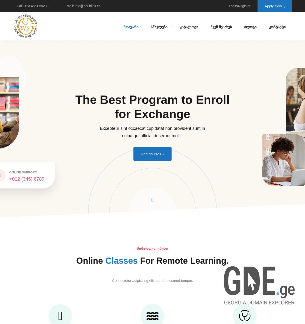 Screenshot of the site studywine.ge at 2025-11-30