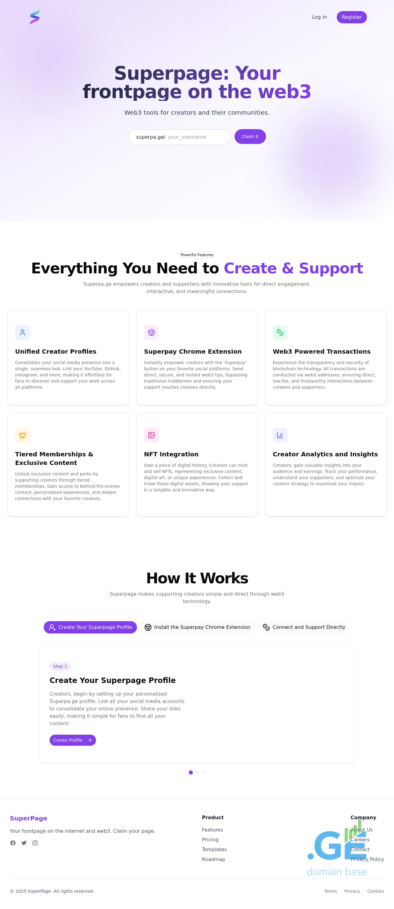 Screenshot of the site superpa.ge