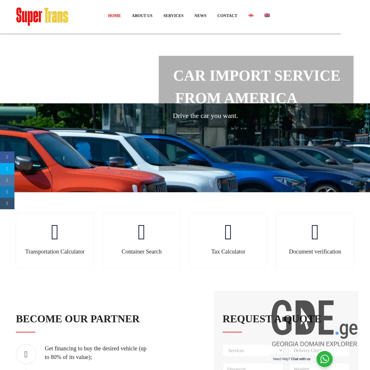 Screenshot of the site supertrans.ge at 2025-12-14