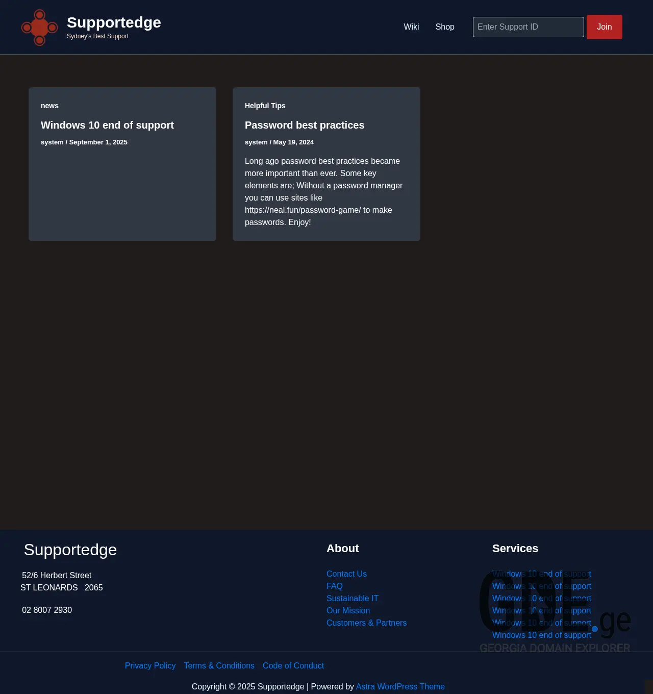 Screenshot of the site supported.ge at 2025-12-03