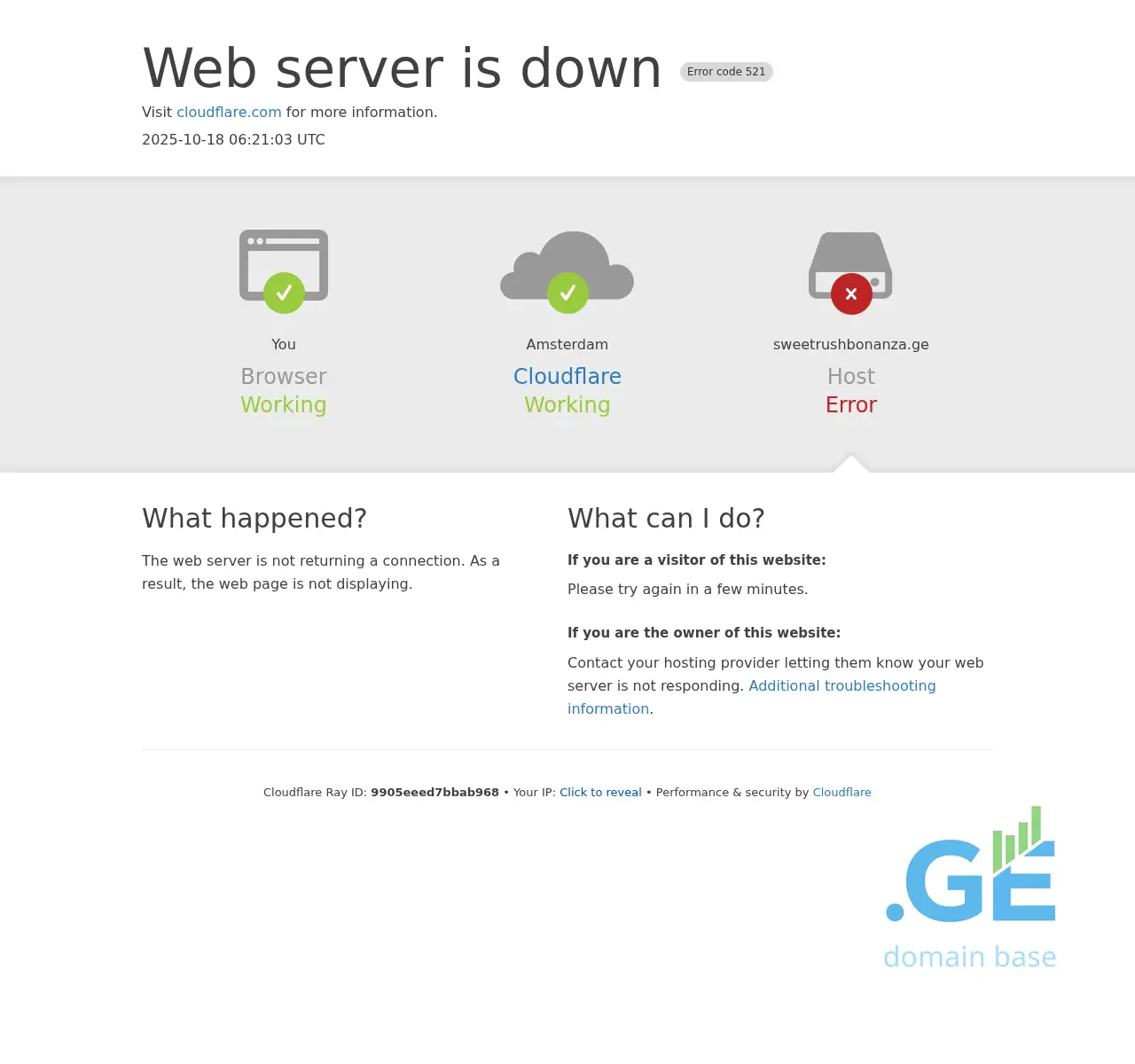 Screenshot of the site sweetrushbonanza.ge