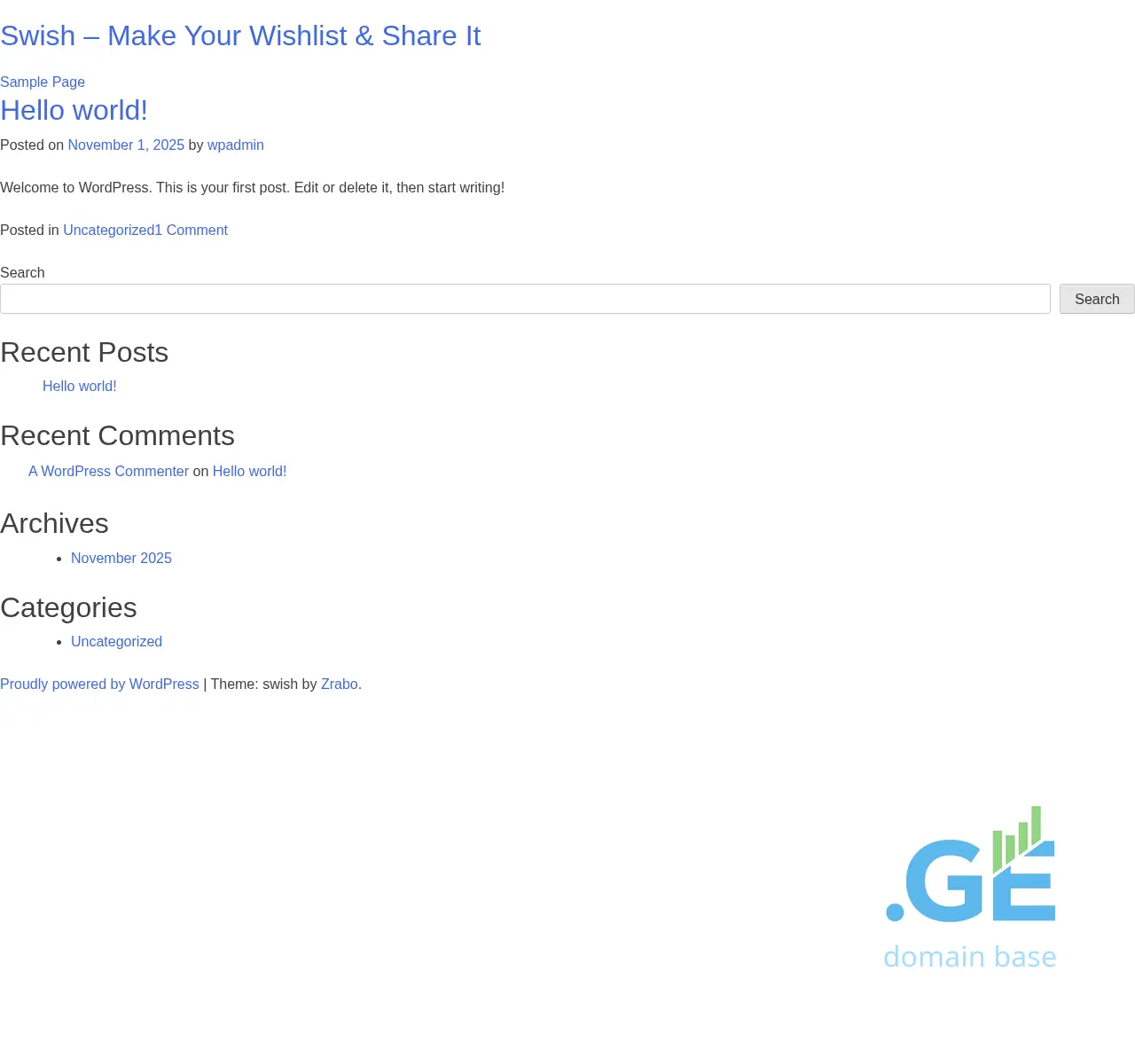 Screenshot of the site swish.ge at 2025-11-02