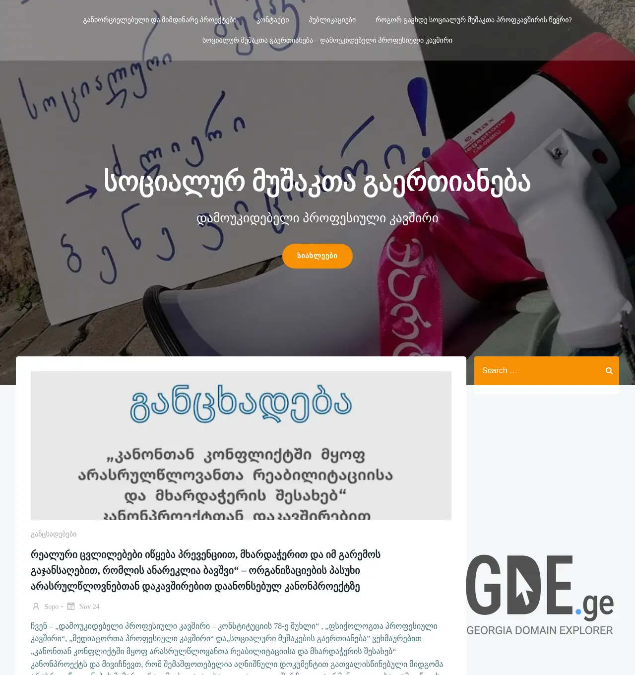 Screenshot of the site swunion.ge at 2025-12-03