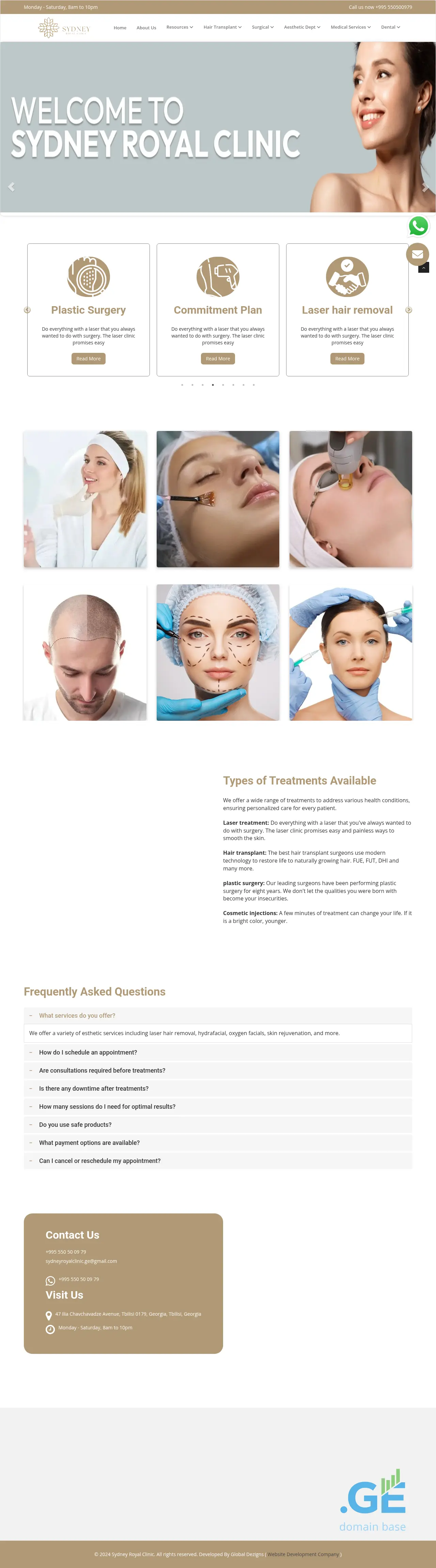 Screenshot of the site sydneyroyalclinic.ge
