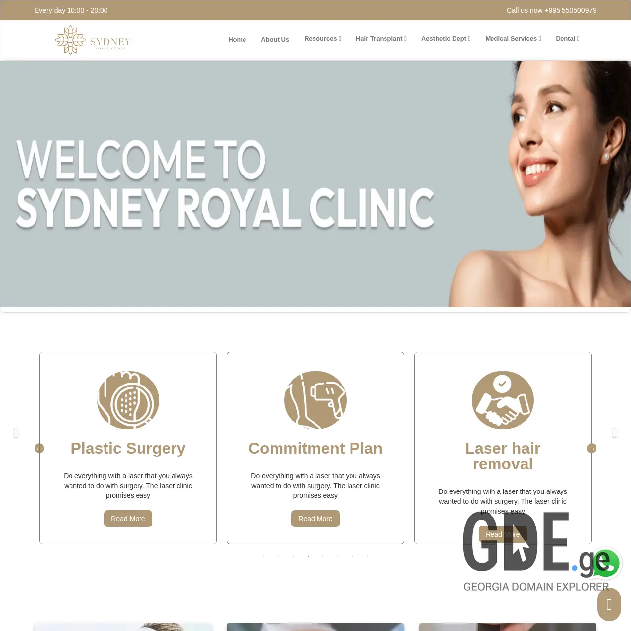 Screenshot of the site sydneyroyalclinic.ge at 2025-12-13