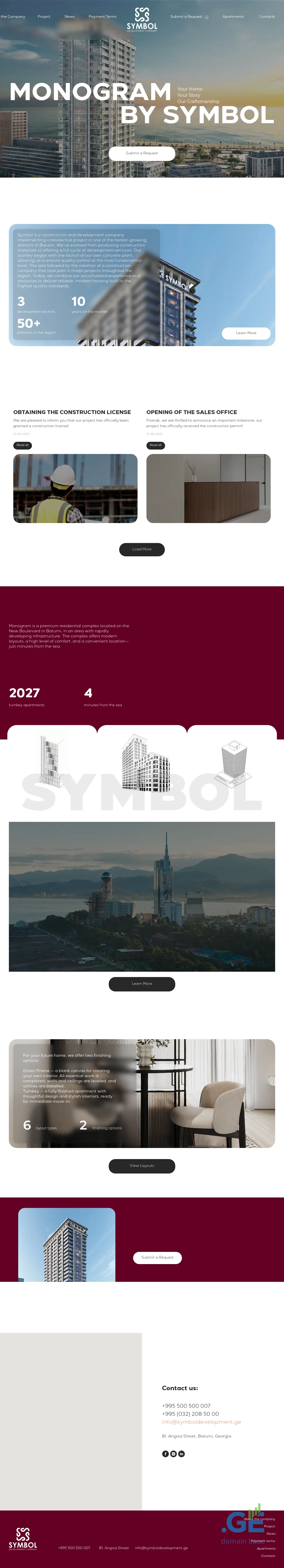 Screenshot of the site symboldevelopment.ge at 2025-10-12