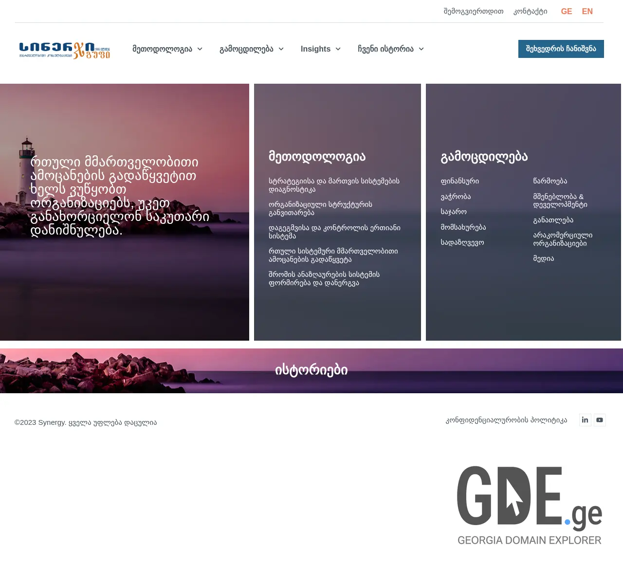 Screenshot of the site synergy.ge at 2025-11-26