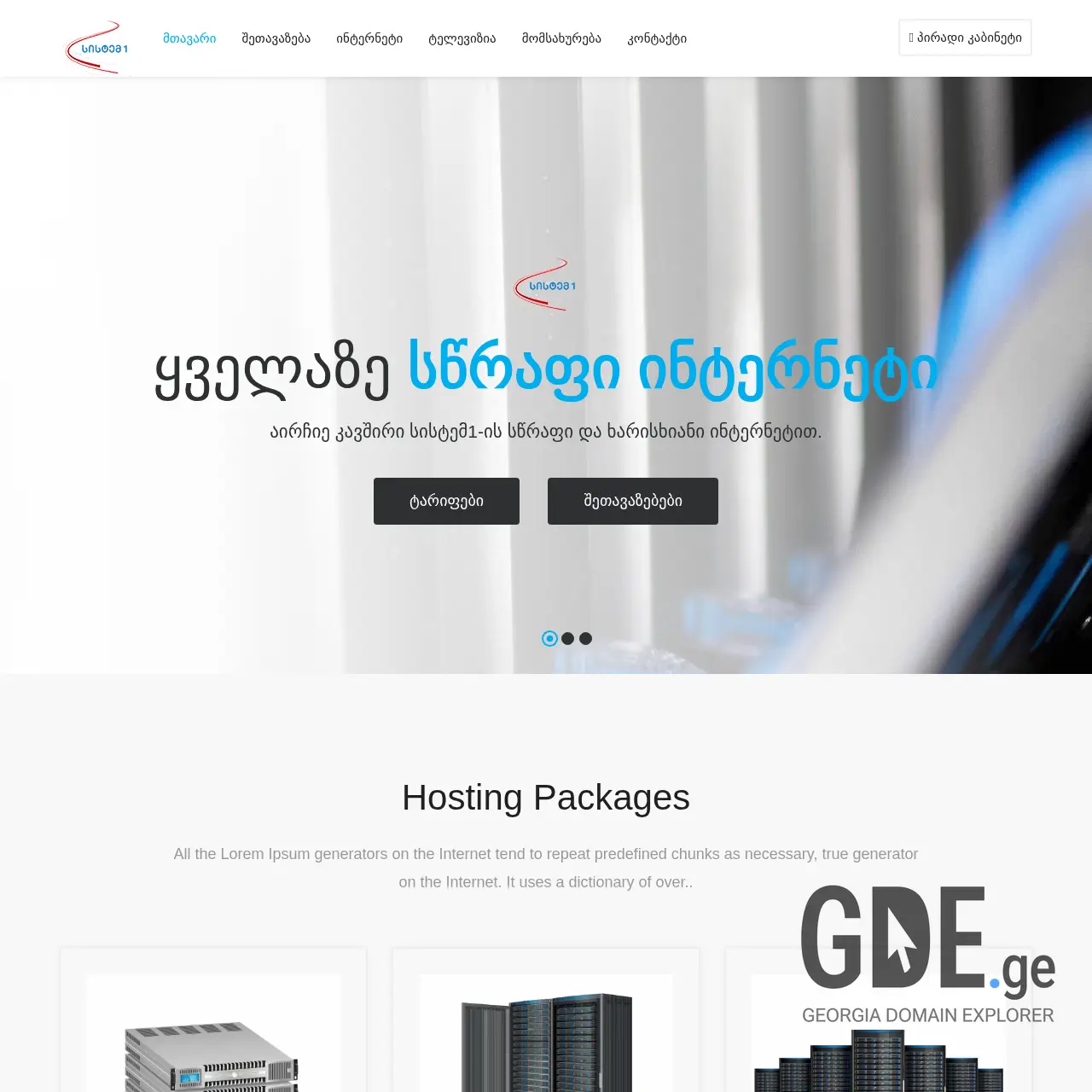 Screenshot of the site system1.ge at 2026-01-14