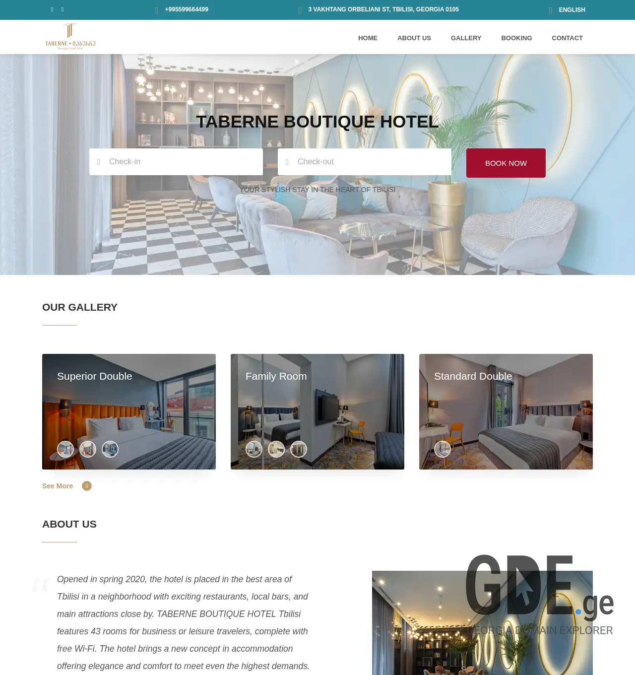 Screenshot of the site taberne.ge at 2025-12-03