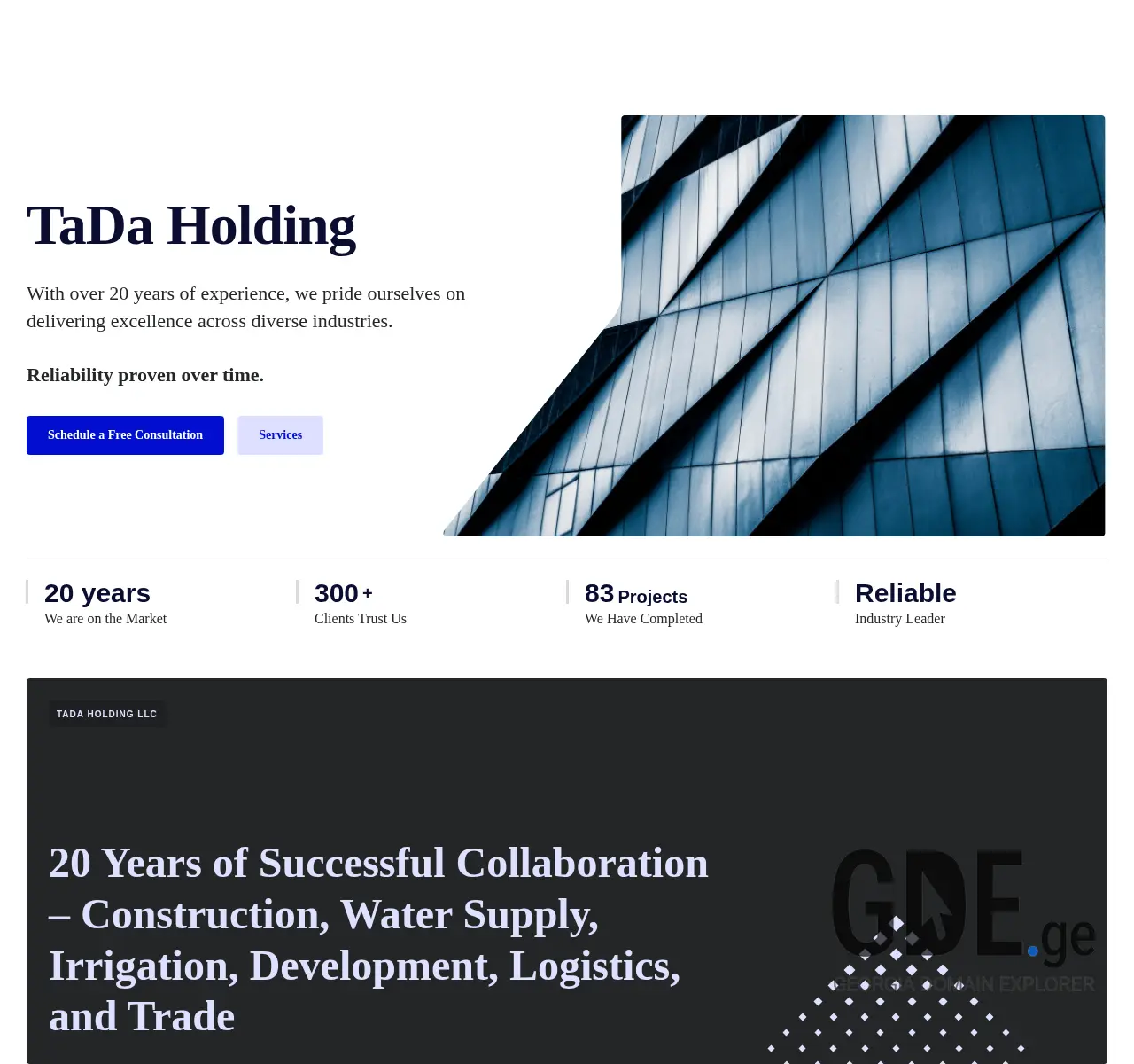 Screenshot of the site tada.ge at 2025-11-25