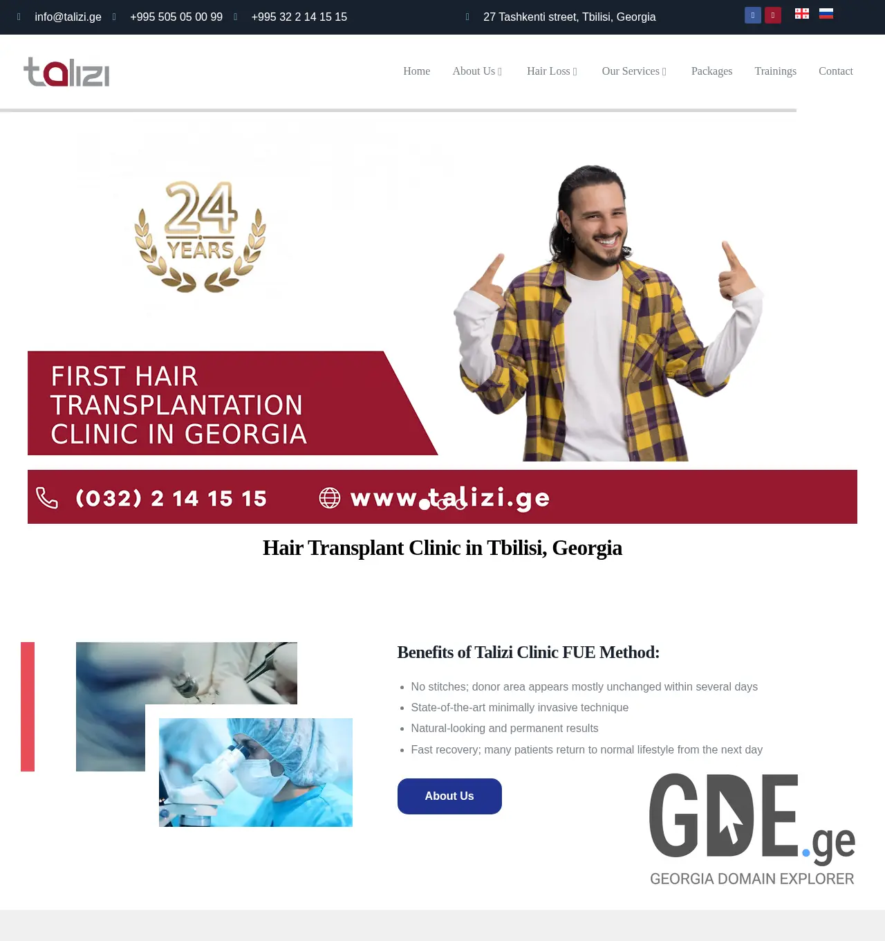 Screenshot of the site talizi.ge at 2025-11-29