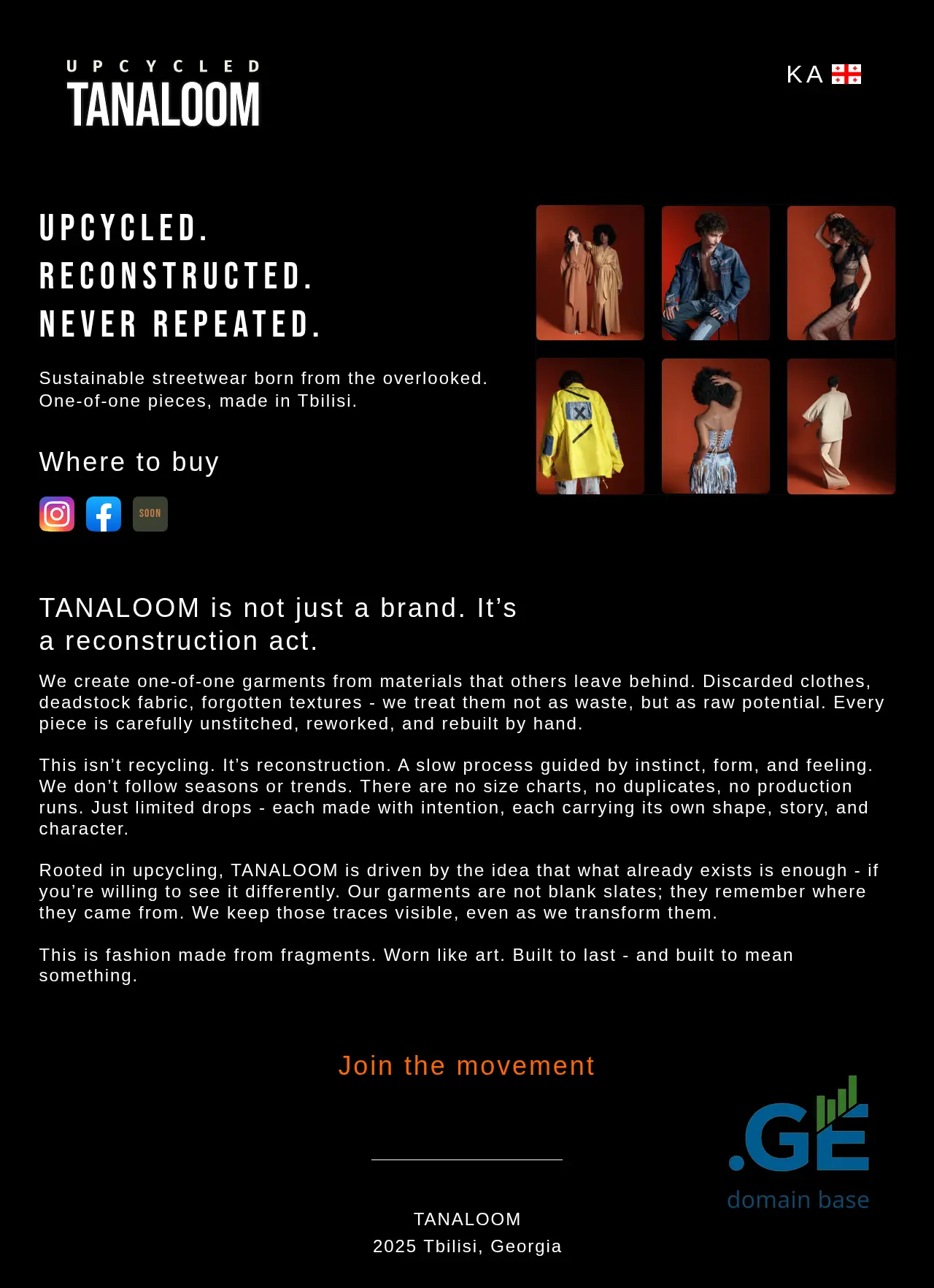 Screenshot of the site tanaloom.ge