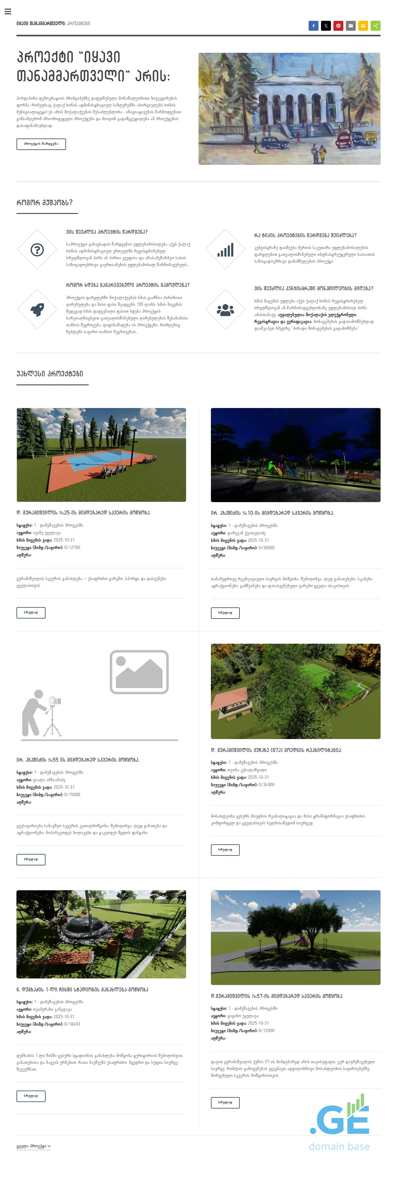 Screenshot of the site tanammartveli.ge