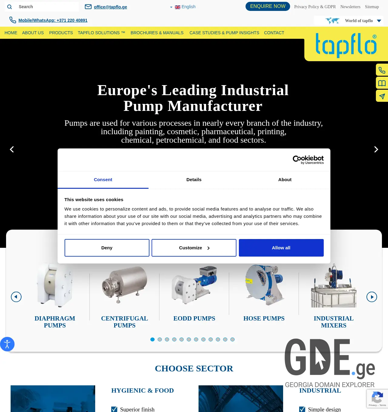 Screenshot of the site tapflo.ge at 2025-11-29