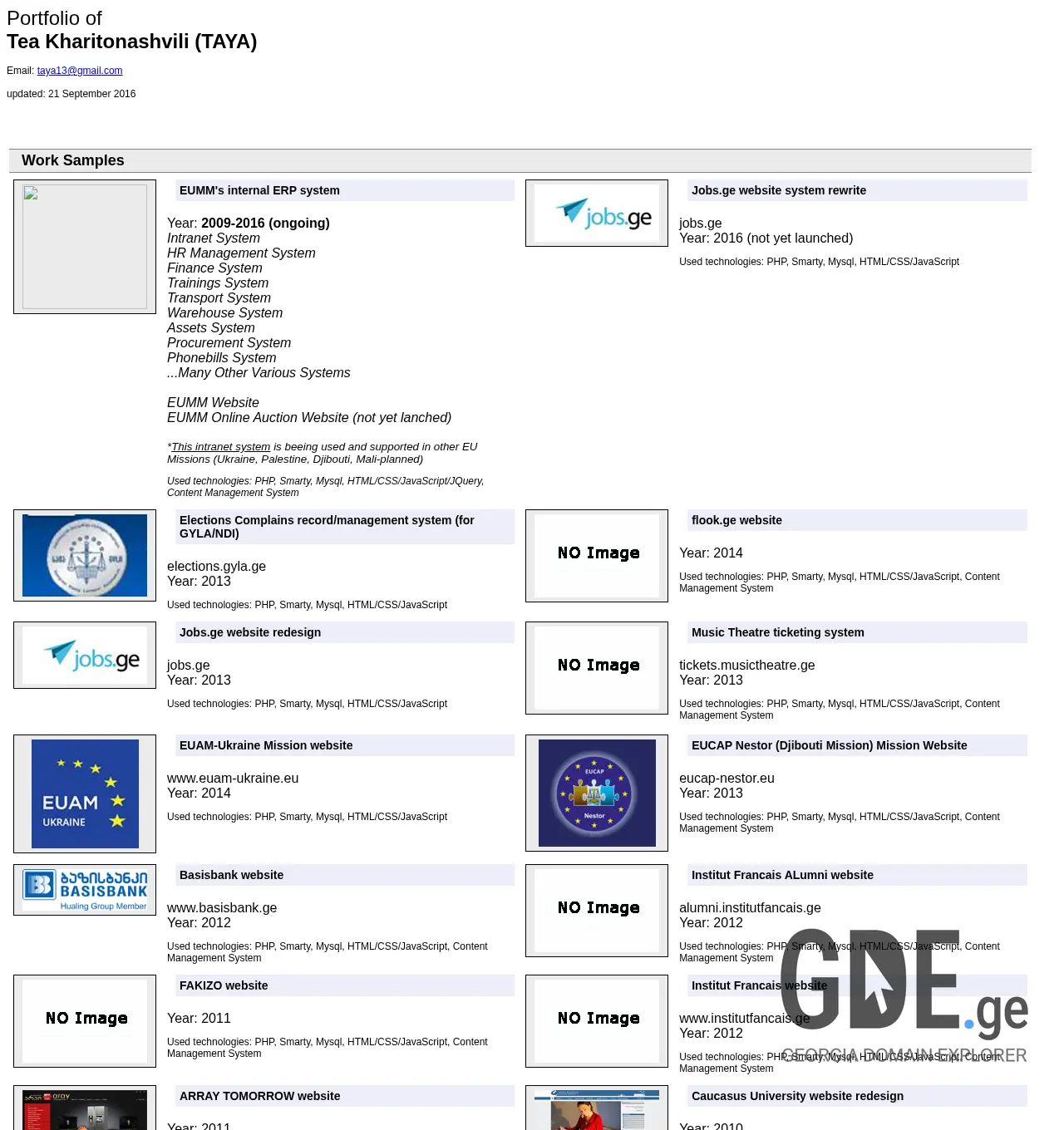 Screenshot of the site taya.ge at 2025-12-01