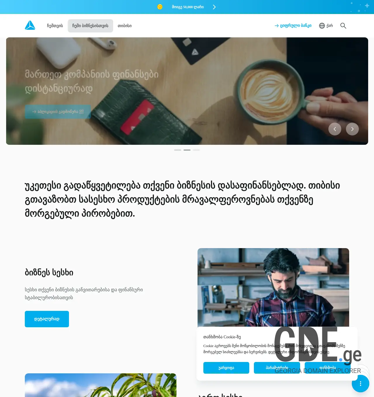 Screenshot of the site tbcbusiness.ge at 2025-12-01