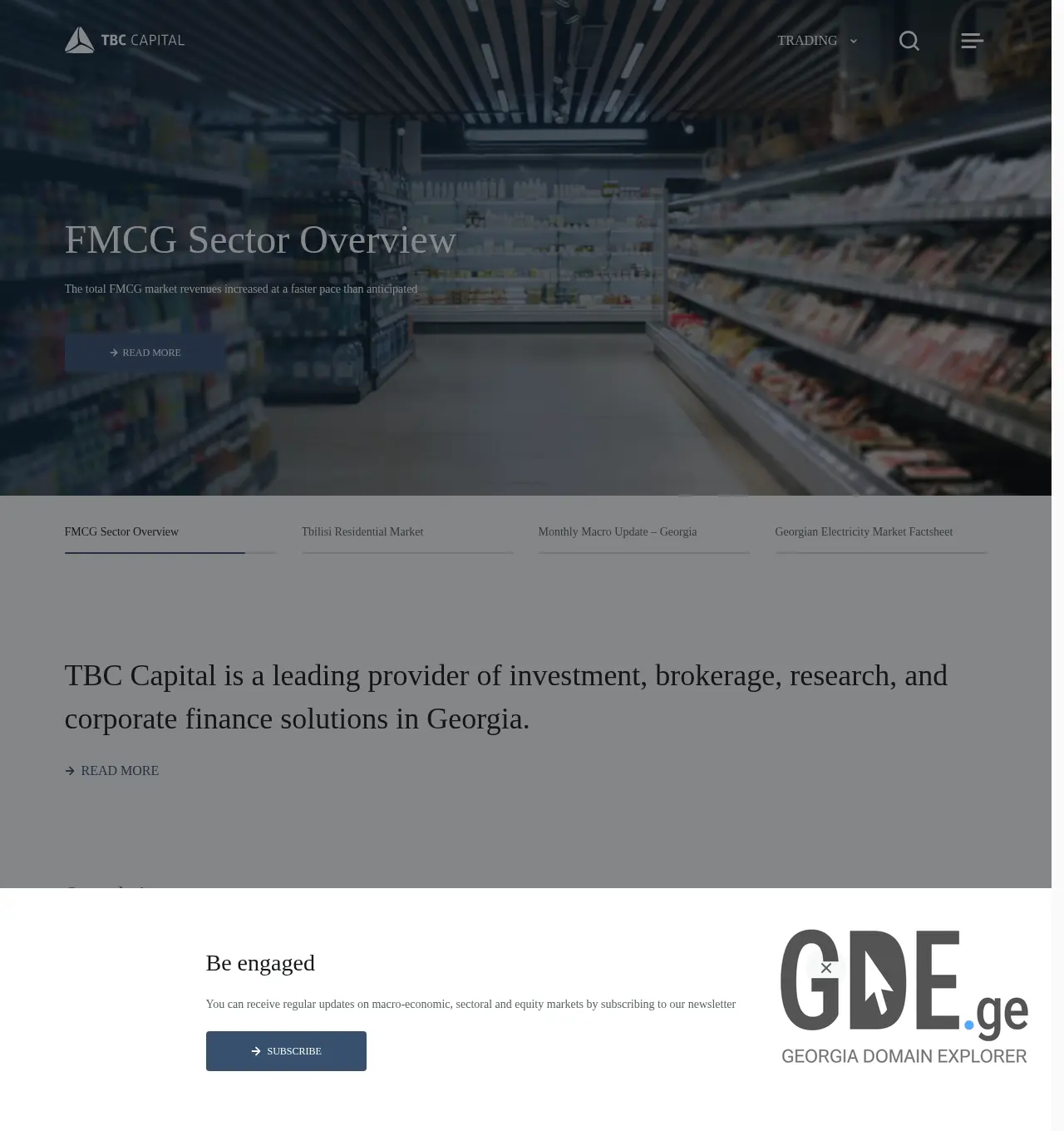 Screenshot of the site tbcresearch.ge at 2025-12-01