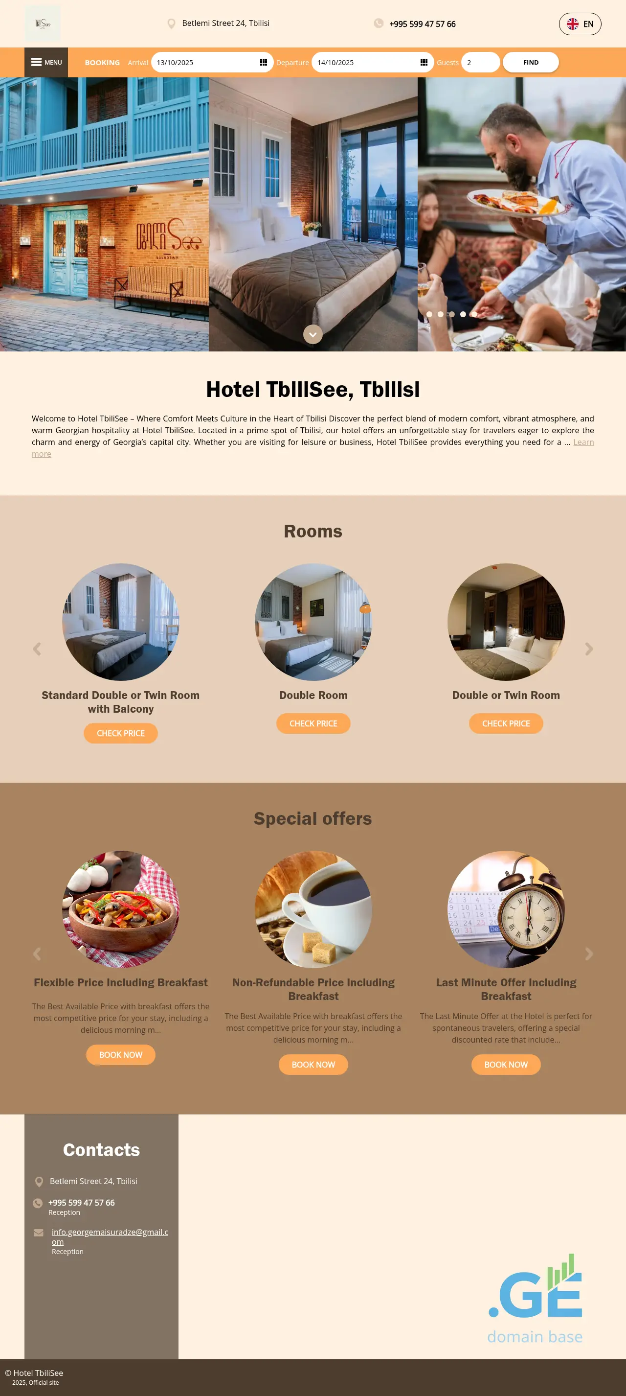 Screenshot of the site tbiliseehotel.ge