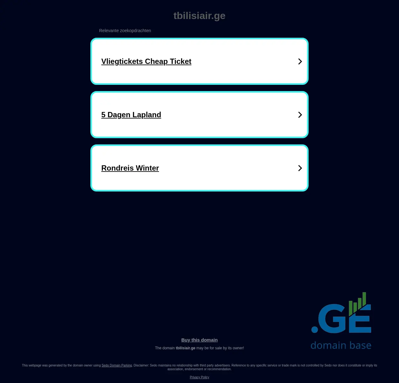 Screenshot of the site tbilisiair.ge