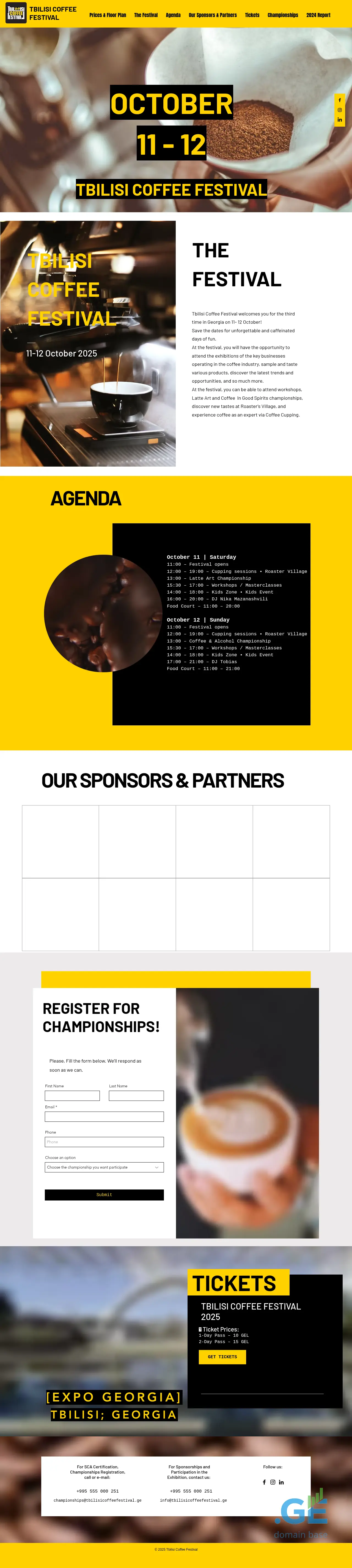 Screenshot of the site tbilisicoffeefestival.ge