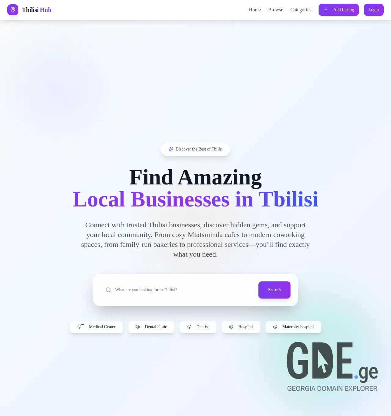 Screenshot of the site tbilisihub.ge at 2025-12-06