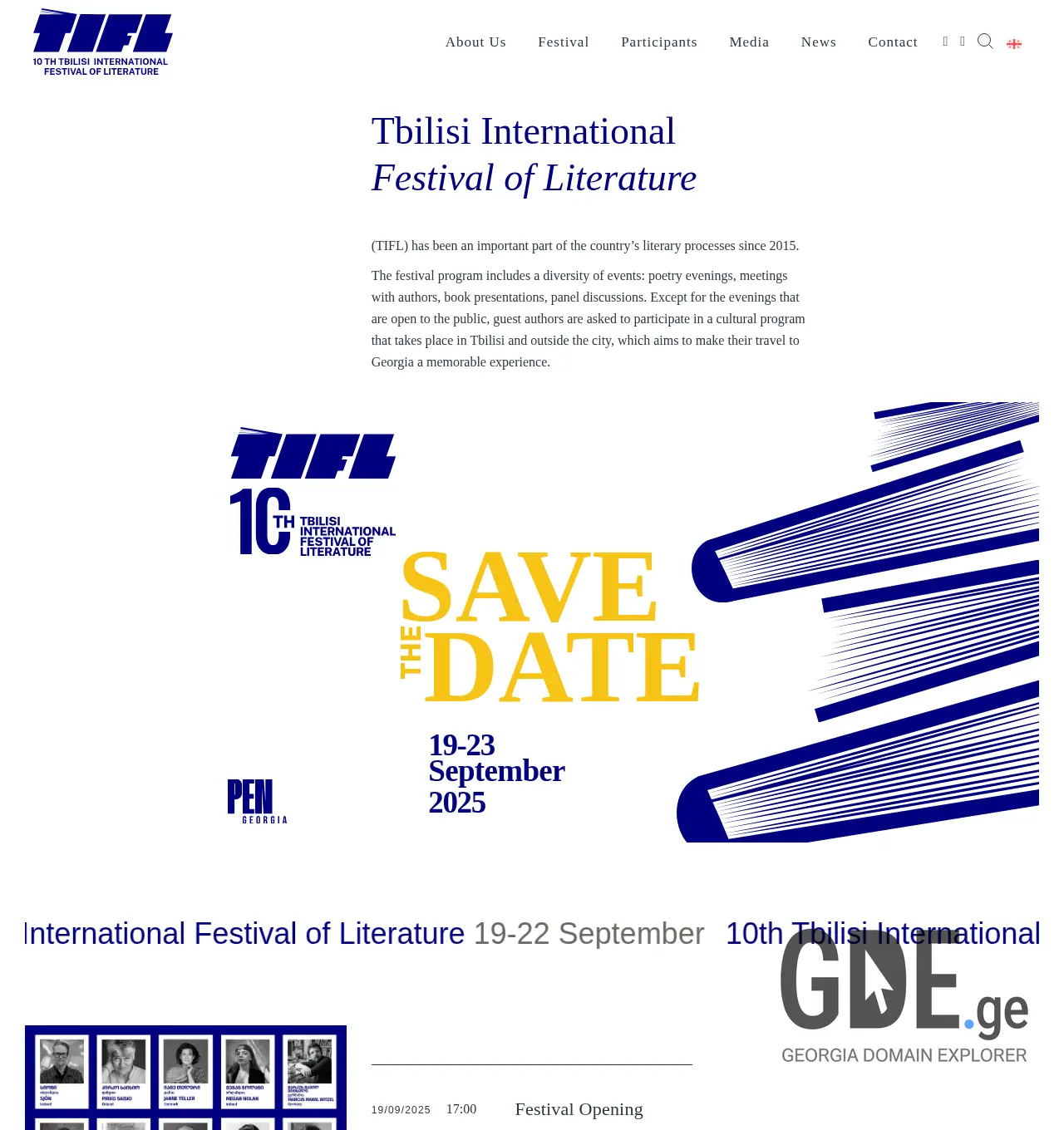 Screenshot of the site tbilisilitfest.ge at 2025-11-29