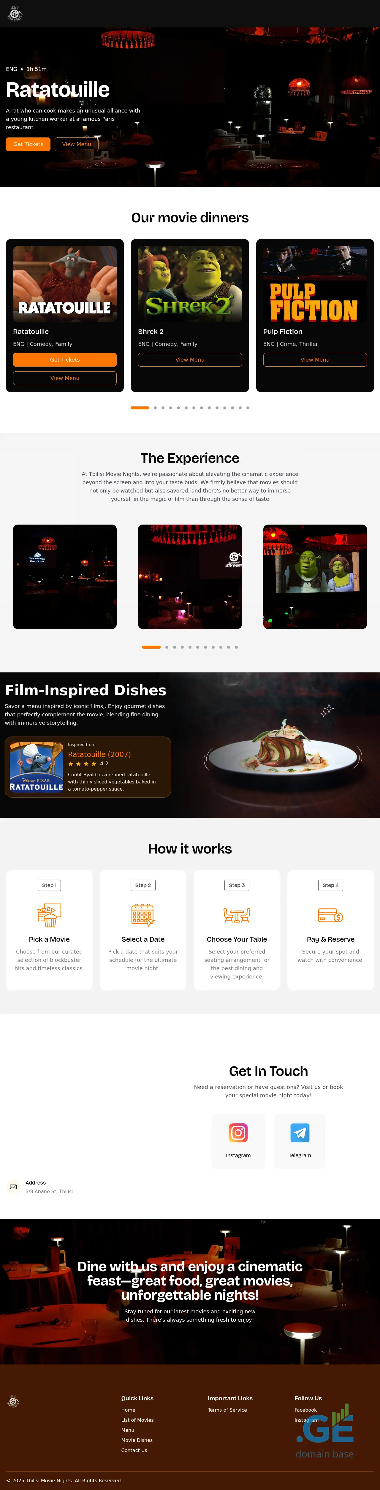 Screenshot of the site tbilisimovienights.ge