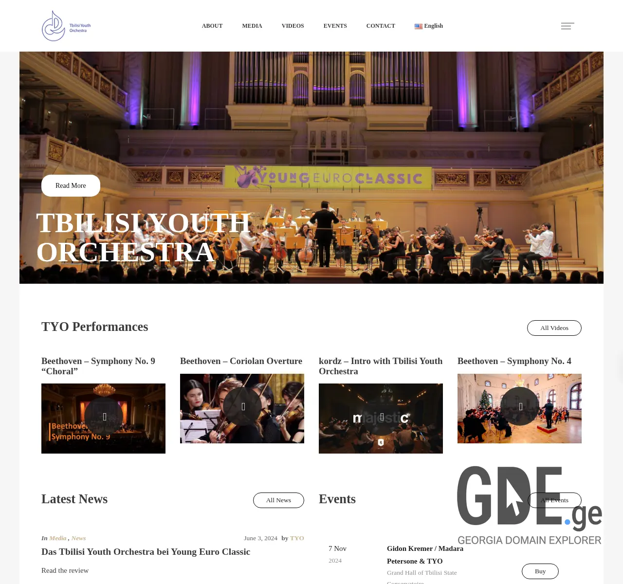 Screenshot of the site tbilisiyouthorchestra.ge at 2025-11-25