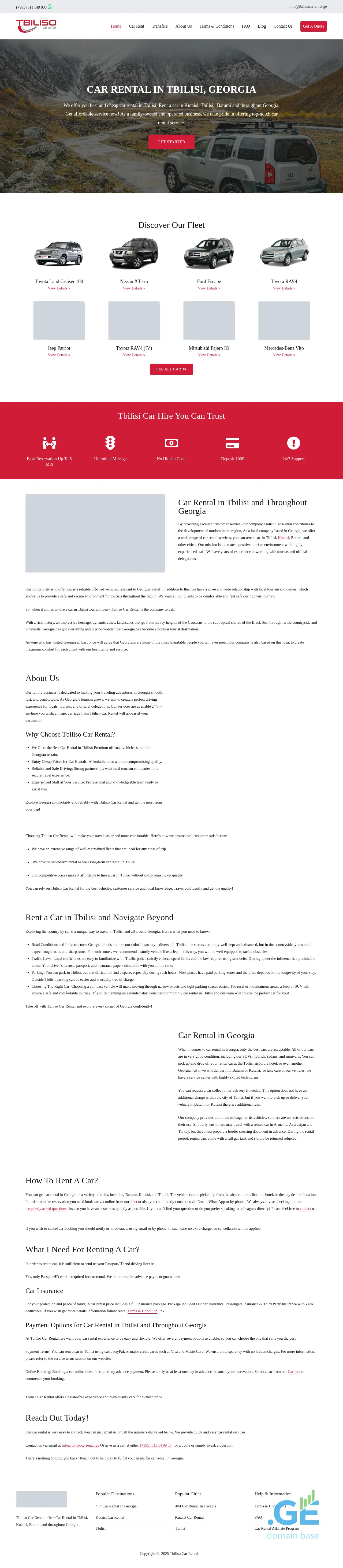 Screenshot of the site tbilisocarrental.ge